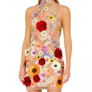 MILLY Hariet 3D Flower Sleeveless Mini Dress
